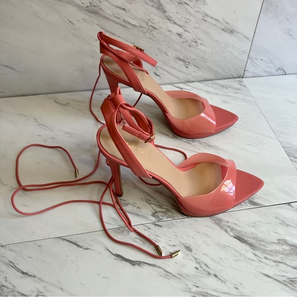 Aldo Docilla Coral Strappy Stiletto Platform Heeled Sandal SZ 10 - Picture 6 of 7